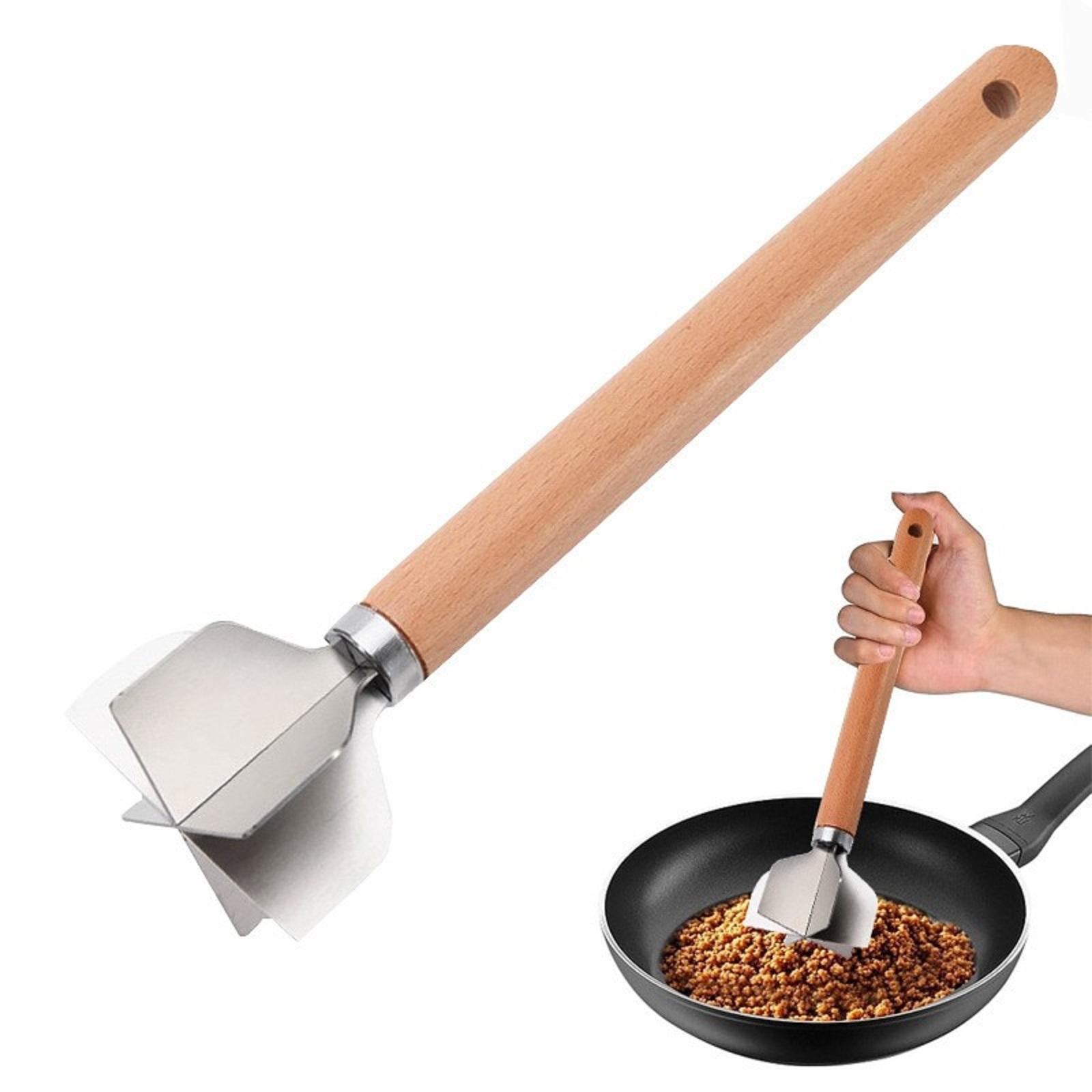 

304 Stainless Steel Meat Grinder, 6-speed Wooden Handle Meat Grinder, 11 Inch Potato Chopper, Kitchen Metal Meat Grinder One Size