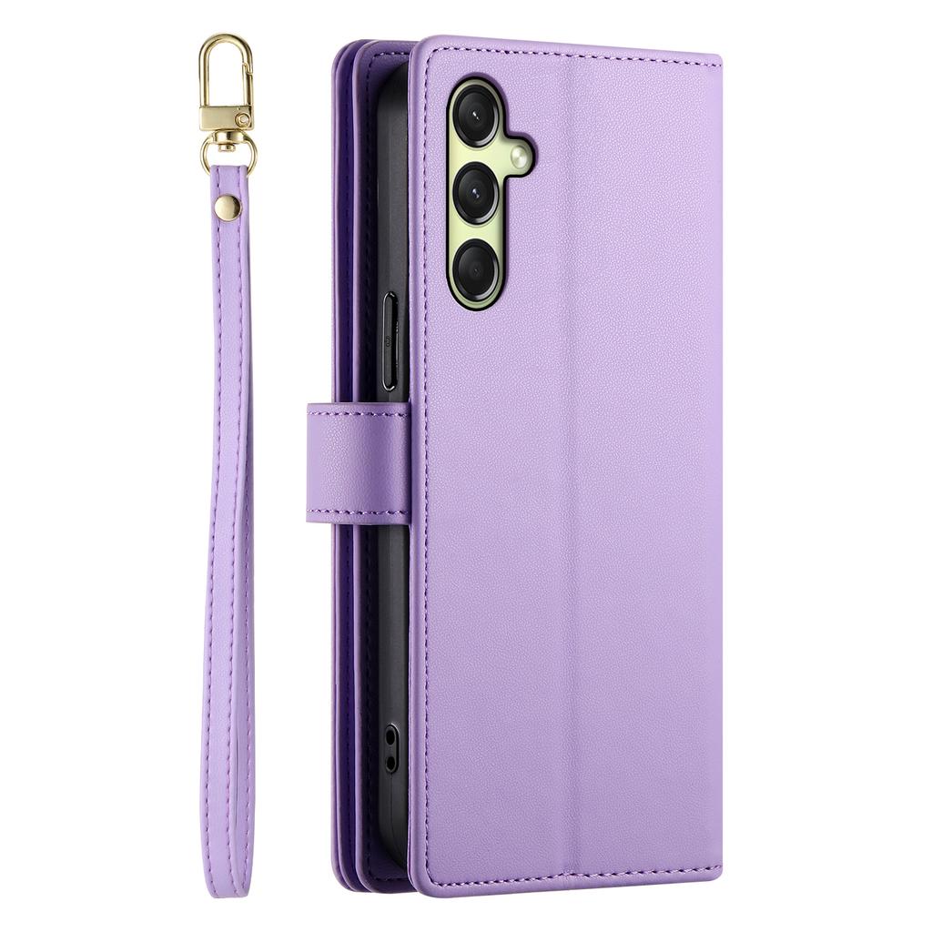 DF-011 For Samsung Galaxy A36 5G Case Zipper Pocket Wallet Leather Phone Cover with Straps