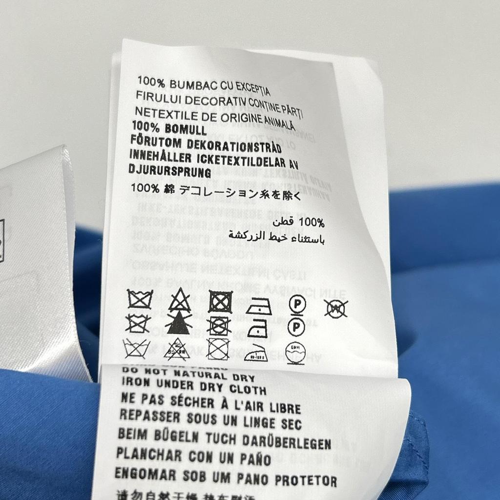 MIUMIU 22SS MK1626 Logo Embroidered Oversized Poplin Long-Sleeve Shirt Tops 40 blueUsed
