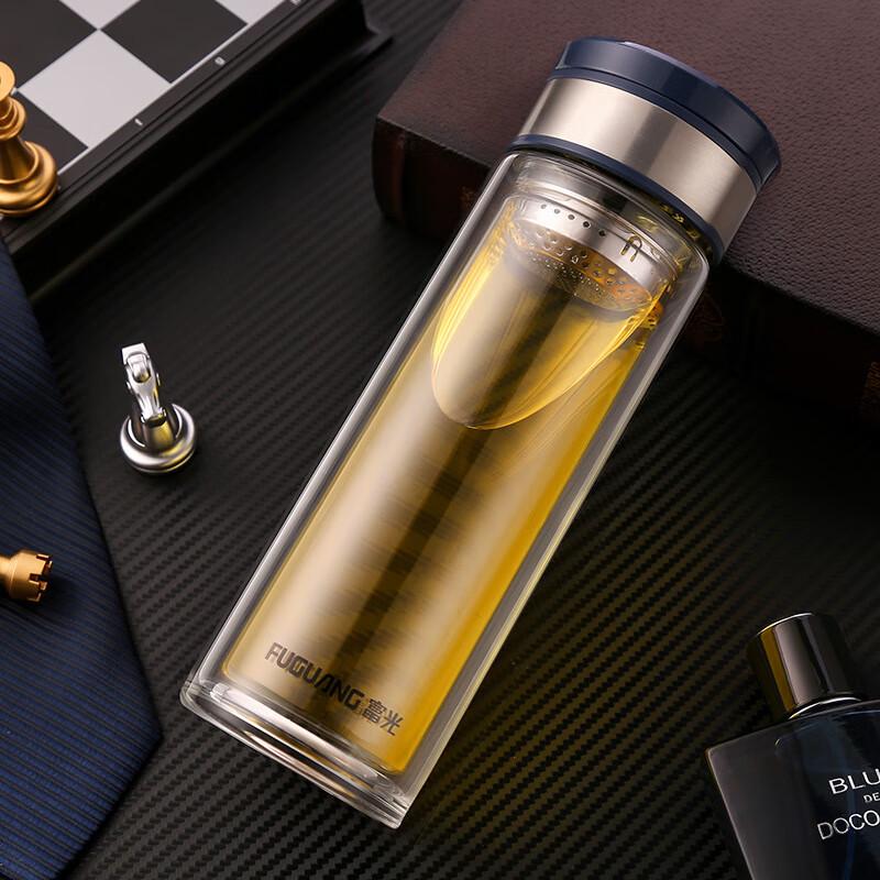 

Fuguang Shangyu G1707 Double-Layer Heat-Resistant Glass Water Bottle with Filter