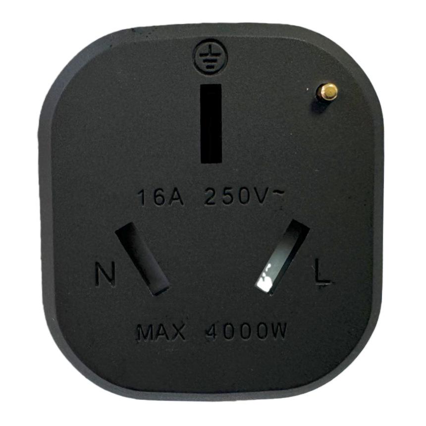 National Standard 10A-16A Conversion Plug, Single Contact Power Socket, Black - Available Now.