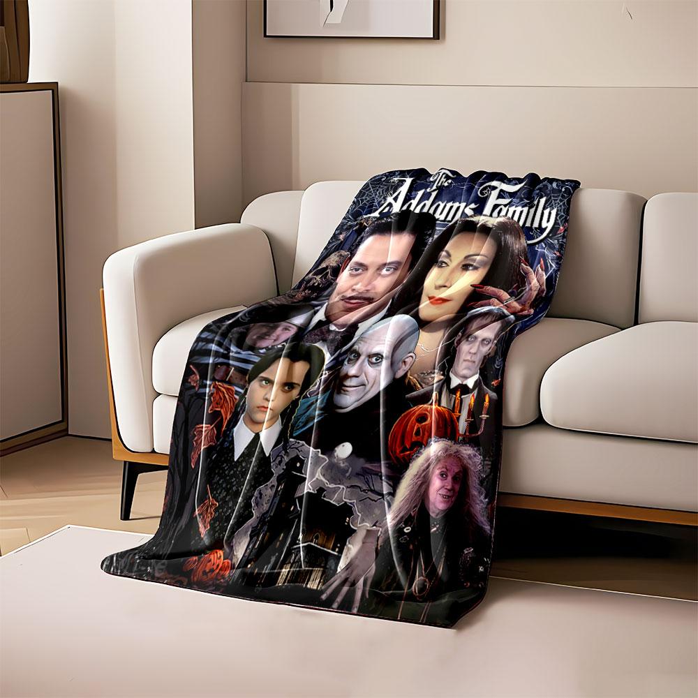 

Dark spooky-themed design with gothic elements, pumpkins, and cobwebs. for all seasons blanket lunch break throw gift 80cm x 120cm