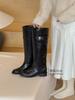 Small inner height increase wide tube knight boots women's autumn and winter new thick heel high tube knight boots but knee boots children