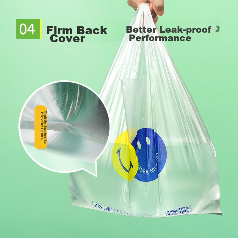 Yessel Thickened Vest Smiley Face Bag, 5 Mil Thickness, 26*42cm, 100 Pieces, Plastic Bags, Vest-Style Takeout Packaging Bags