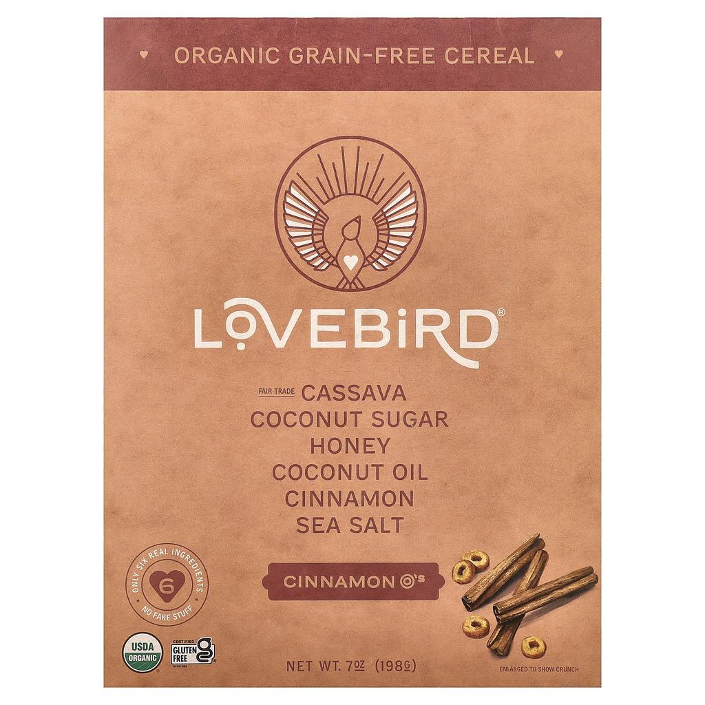 Lovebird, Grain-Free Cereal, Cinnamon O's, 7 oz (198 g)