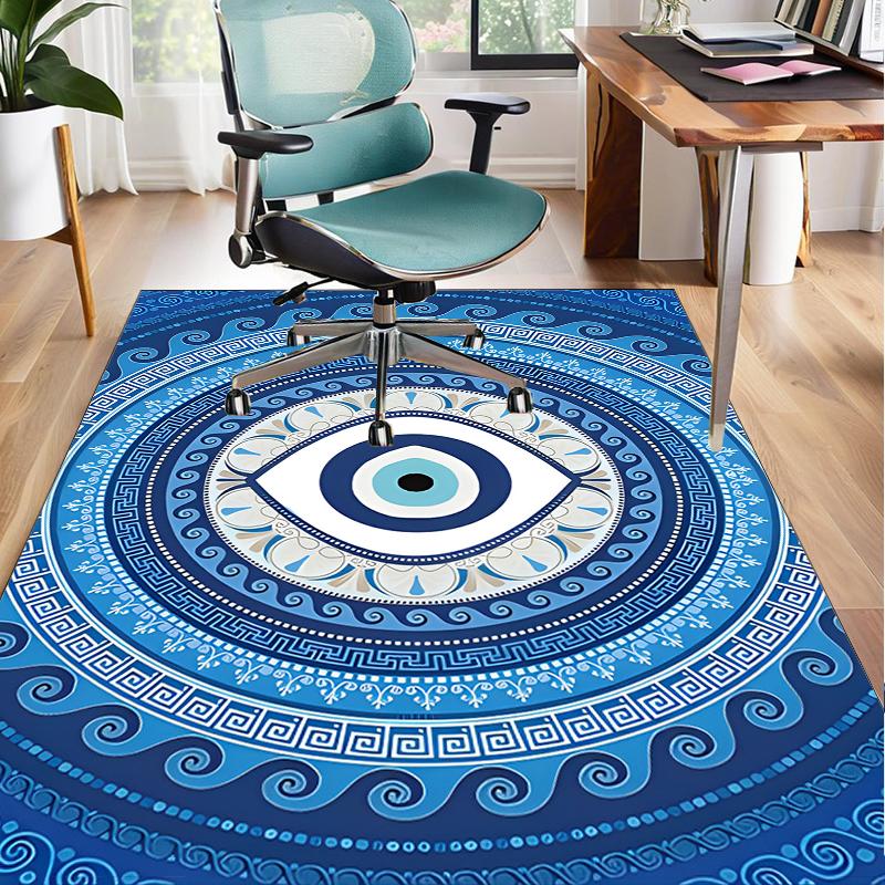 The Turkish Evil Eye Office Rug Chair Mat, Entryway Carpet, Suitable for Front Door, Bedroom, Living Room, Desk, Holiday Gift