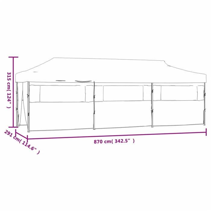 Tente de réception - vidaXL - 3 x 9 m - Anthracite - 8 parois - Résistante aux UV et à l'eau