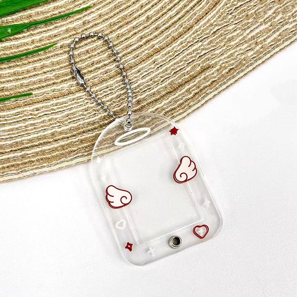 Kawaii Bear Transparent Photocard Holder Keychain Acrylic Idol Picture Frame Protector Case Pendant School Stationery Supplies