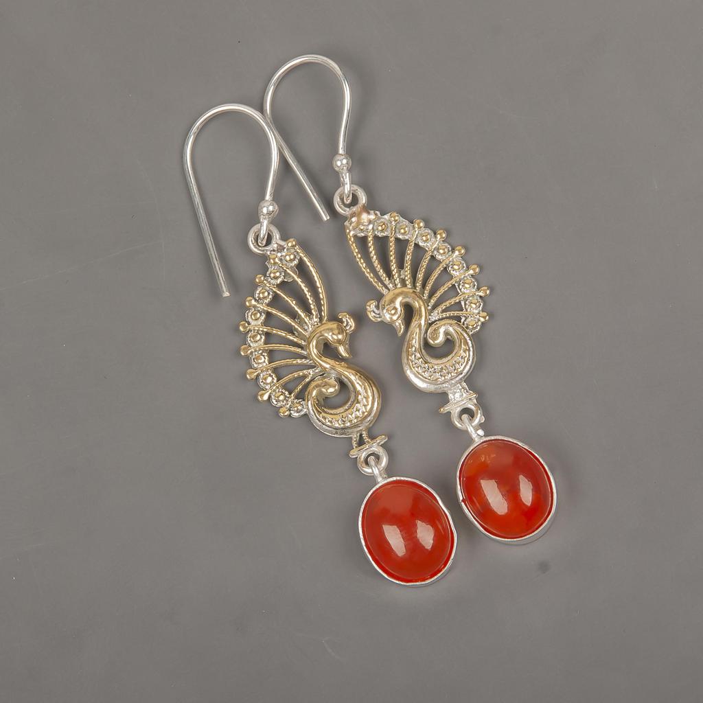 Karneol 925 Sterling Silber Ohrringe, handgefertigte Edelstein Ohrringe Schmuck, Geschenke für Frau Brandneue Ohrringe