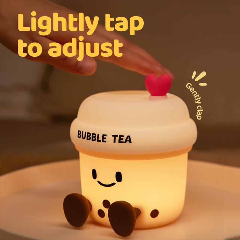

Milk Tea Led Table Lamp Cute Silicone USB Rechargeable Night Light for Kid RoomNursery Girls Kid Gift Bedroom Bedside Mood Light