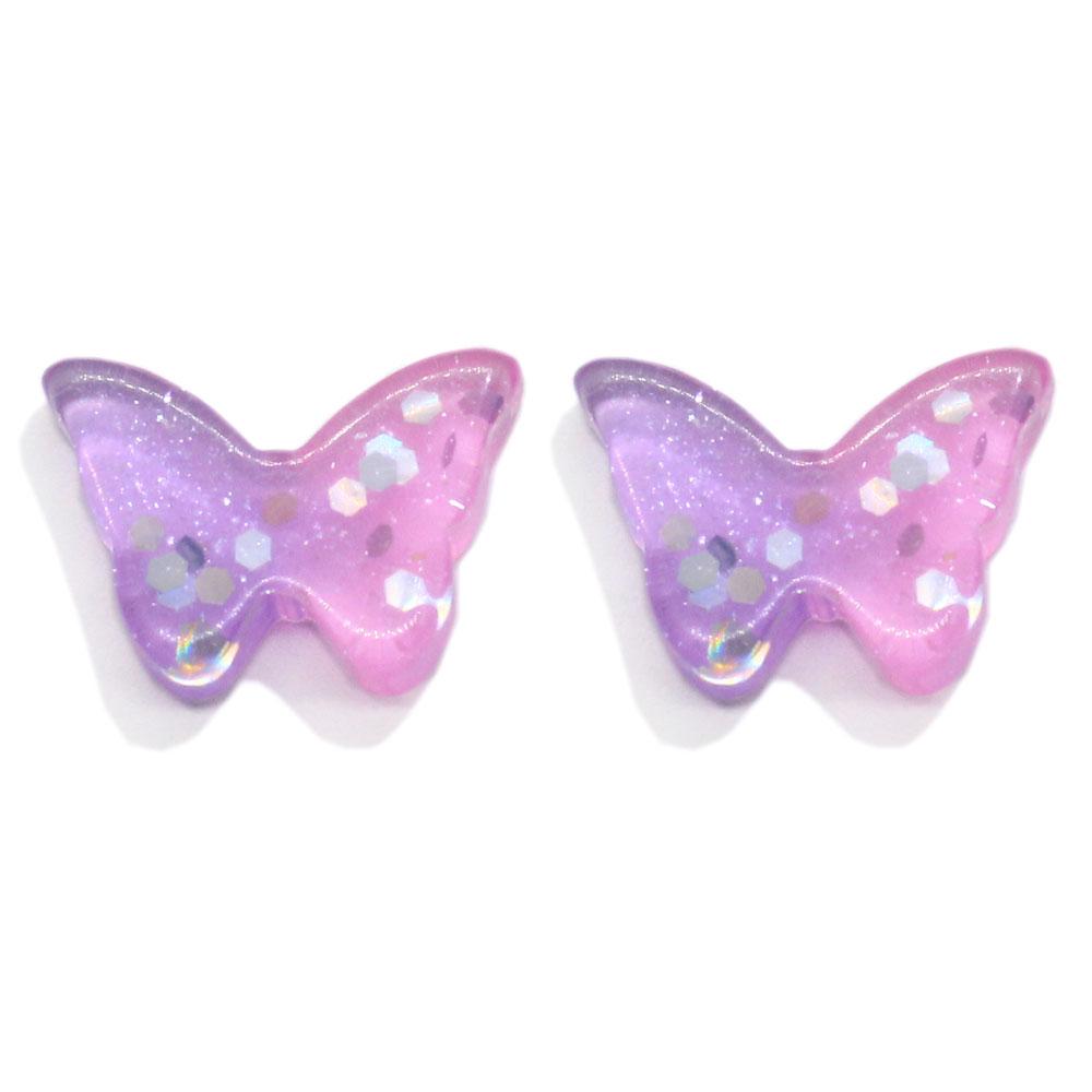 Mini Butterfly Resin Charms Glitter Filling Butterfly Flatback Cabochons for Nail Charms,Slime Supplies,Phone Case,Earring DIY