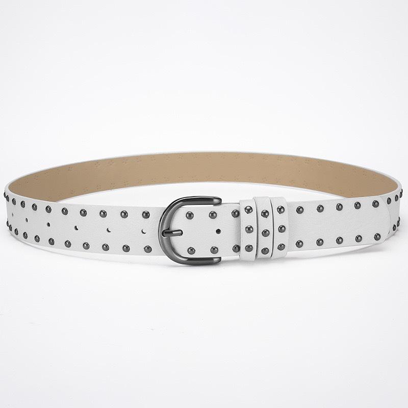 Black Rivet Skinny Waist Belt Set: Women's American Retro Accessory for Dresses and Pants - Sweet and Cool Style.