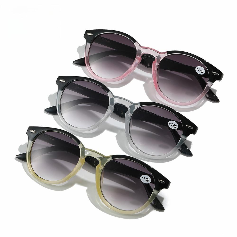 Fashion Round Frame Anti Blue Light Reading Sunglasses Luxury High Definition Computer Presbyopia Eyewear +1.0 To +4.0 Goggle