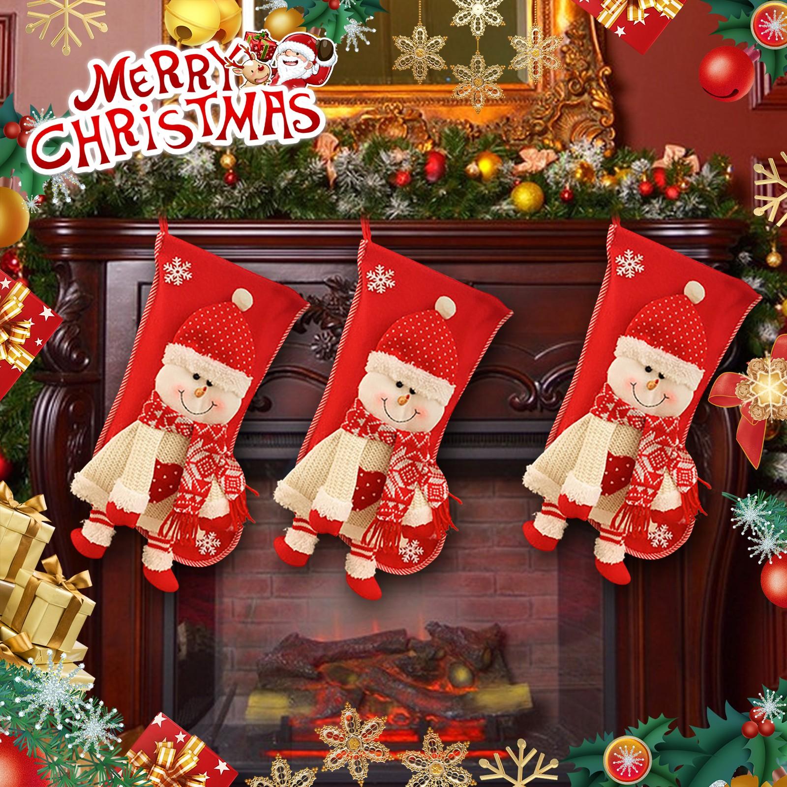 

Рождественские носки со сладостями, большие подарочные носки, подарочные носки со снеговиками, подходят для украшения рождественской вечеринки в честь семейного праздника One Size