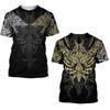 Summer Round Neck 3D Viking Symbol Pattern Print Top Fashionable Casual Short Sleeved Men's T-shirts