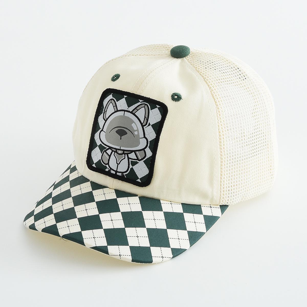 

Kids Cartoon Plaid Sun Hat: Windproof, Breathable Baseball Cap 52 cm Hat Circumference