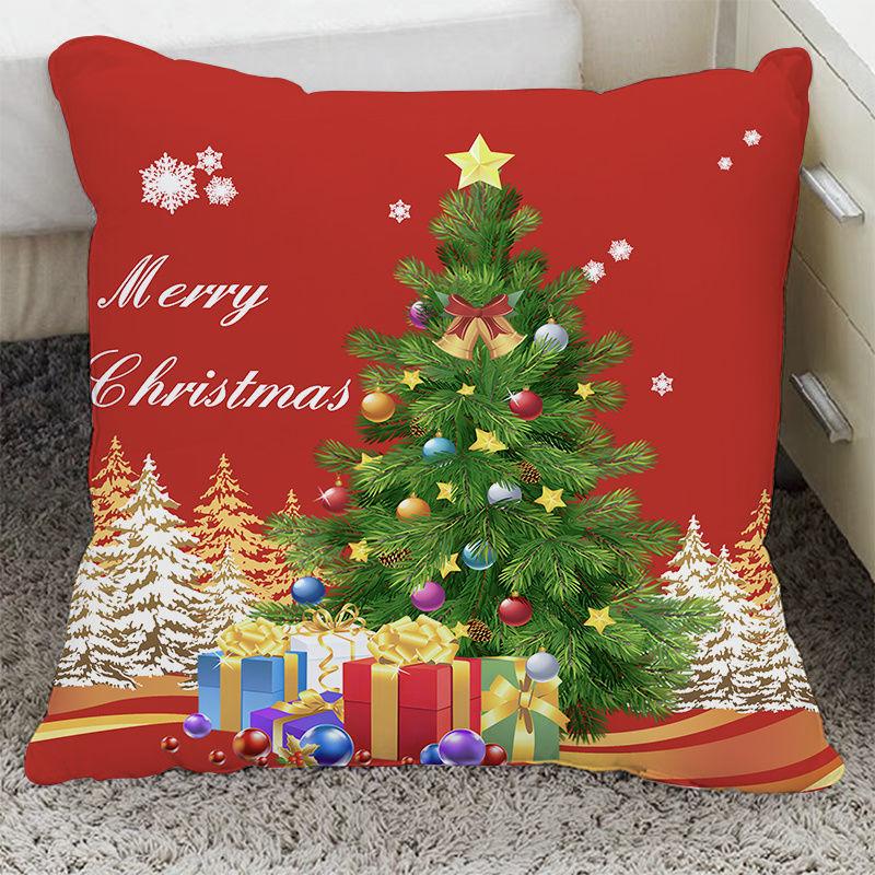 

Christmas Sofa Pillow Ins Red Cushion Nordic New Pillow Case Holiday Decoration Sofa Living Room Backrest linen-45x45cm double-sided [without pillow core]
