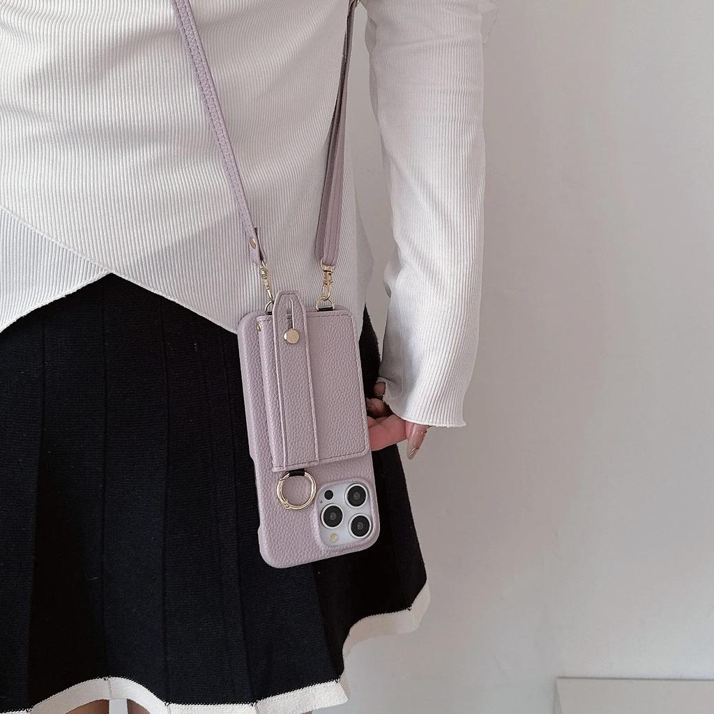 Řemínek na zápěstí Crossbody pouzdro na telefon pro IPhone 15 14 12 11 Pro Max 13 Mini 15 14 Plus Peněženka s držákem na karty Kroužek Kožený kryt