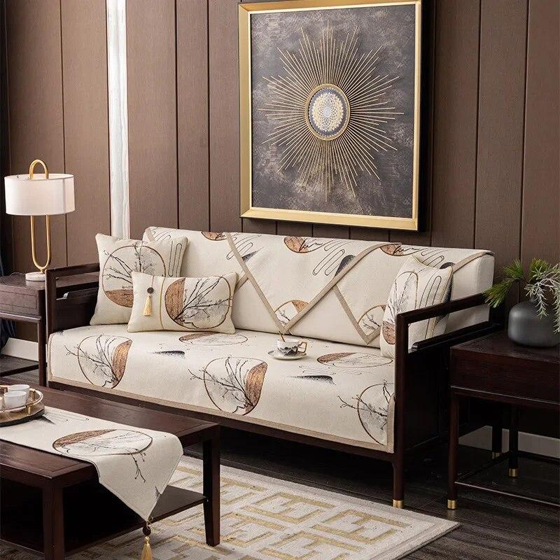 Chinese Jacquard Sofa Protector Cover For Living Room Stretch Sofa Cushion Mat Couch Covers Thicken Chair Sofa Towel Home Decor