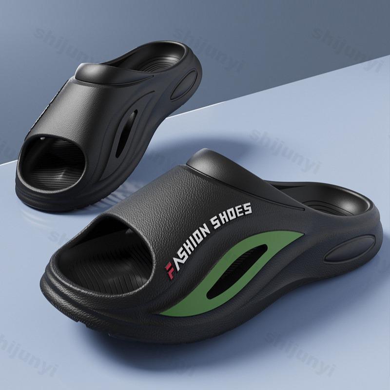 Fashion Men Slippers Non-slip Bathroom Slippers Comfort Home Shoes Open Toed Thick Soft Sole Breathable Flat Platform Indoor Slippers