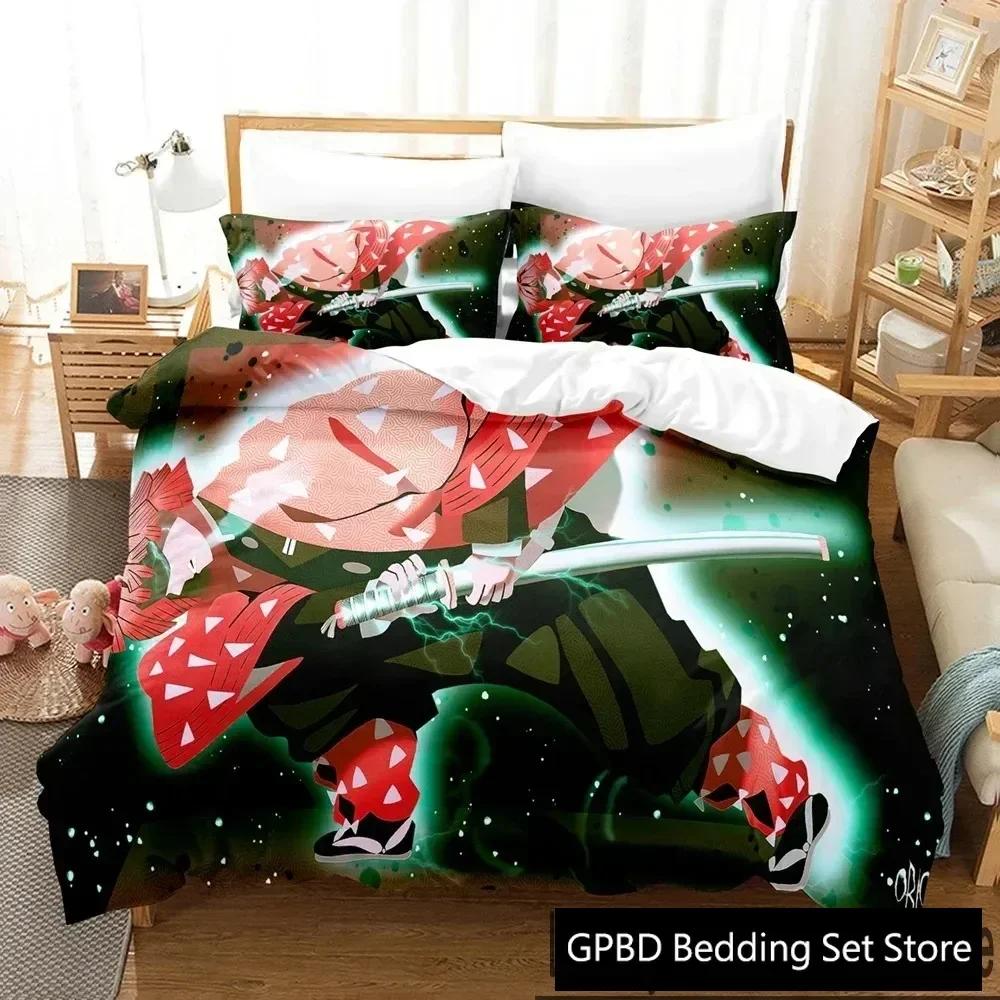 Anime Zenitsu Agatsuma Demon Slayer Bedding Set Single Twin Double Queen King Cal King Size Bed Linen Set