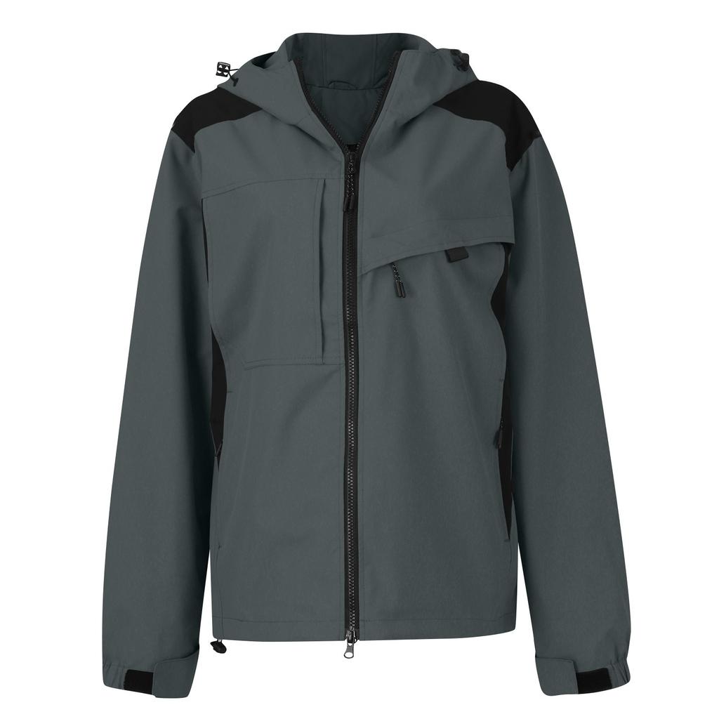 Women's Solid-color Hooded Long-sleeved Windbreaker, Mountaineering Sports Windbreaker, Jacket And Top