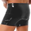 Mens Patent Leather Boxer Briefs Wet Look Shorts Elastic Waistband Bulge Pouch Design Clubwear
