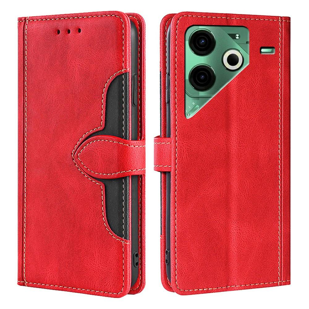 For TECNO Pova 6 Neo Case Leather Wallet Phone Cover with Straw Hat Magnetic Clasp