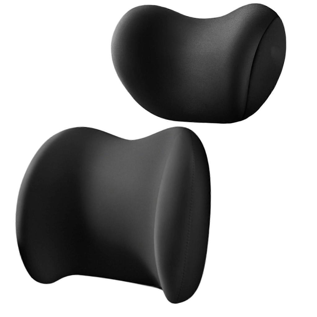 2025 Headrest Lumbar Support Pillow Memory Foam Car Pillow, 2Pack, Breathable Fiber Cover, Ergonomic Fatigue Relief, Black