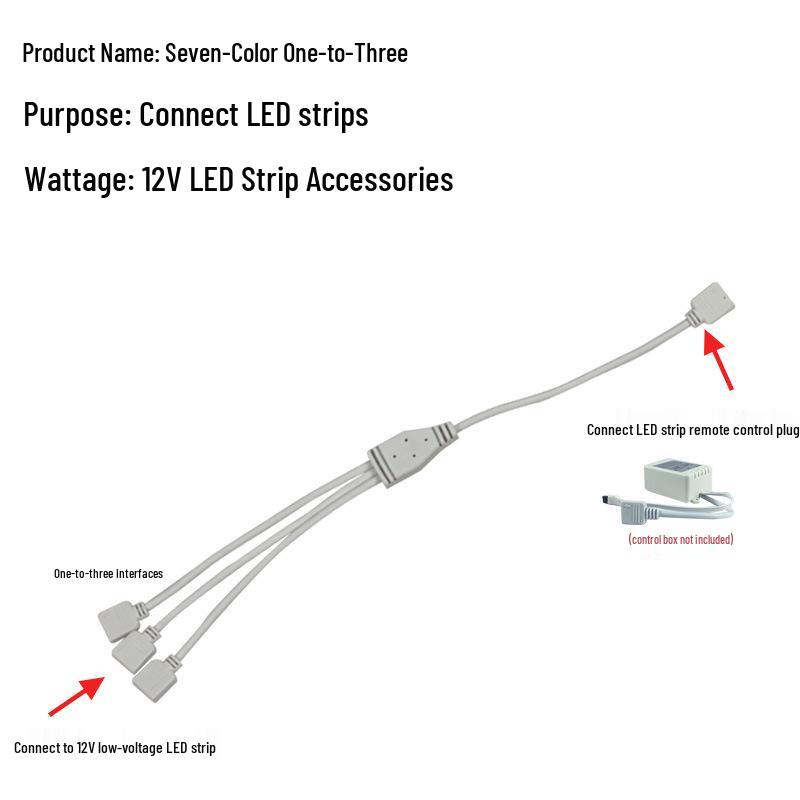 Solderless Connector Cable for LED 3528/5050 Strip Light - Seven-Color Snap, Low Voltage