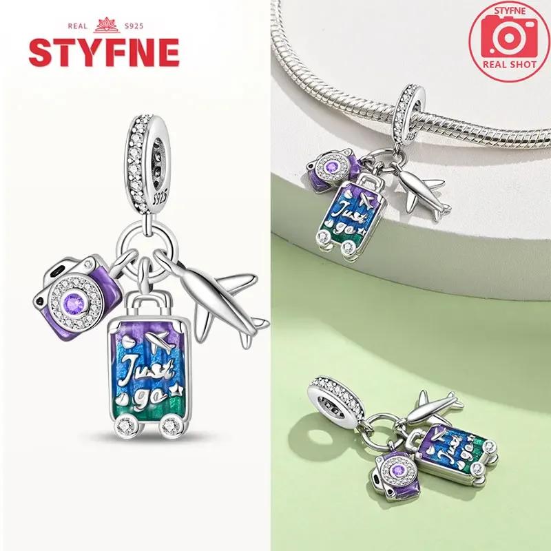 Coppercolorful Travel Luggage Charms Plane Beads Fitoriginal Bracelets Diy Fine Jewelry For Women Gifts