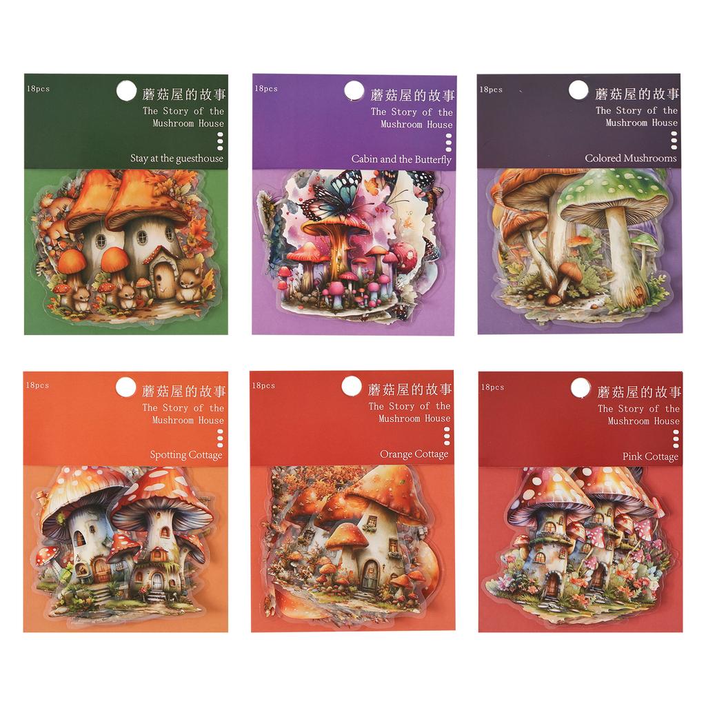 18pcs/1 Lot Sticker Pack: Mushroom House Story Series - Mushroom Theme Decoration Materials