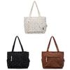 Large Capacity Cotton Corduroy Tote With Multiple Pockets For Casual Daily Carry