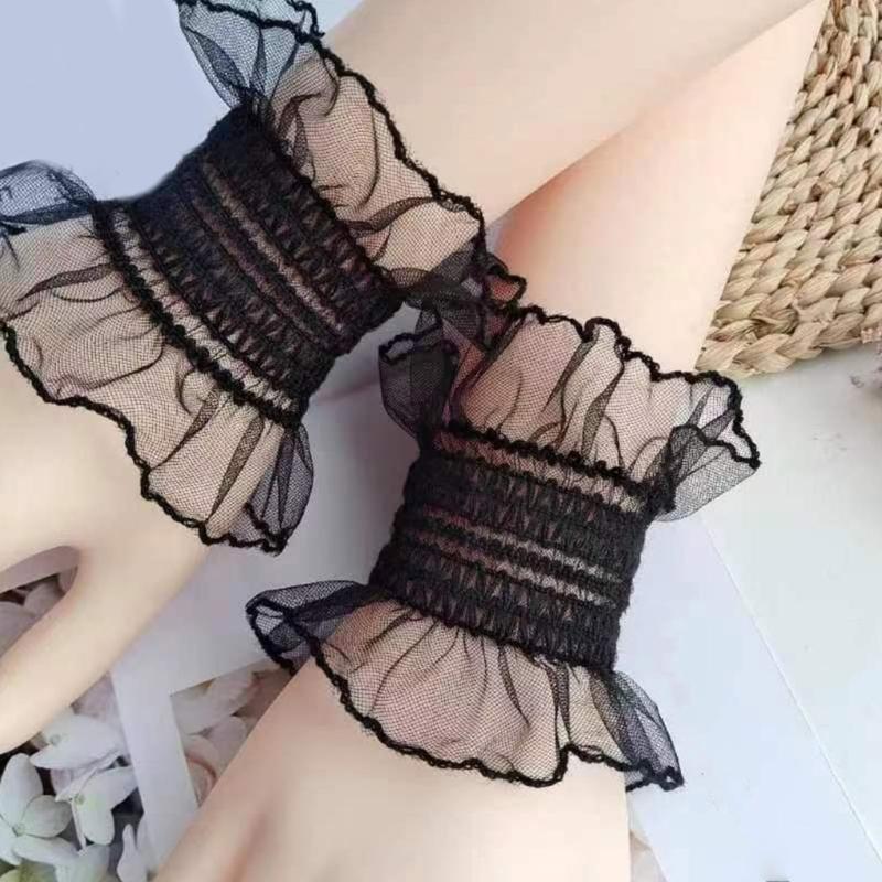 Cosplay Maid Elastic Decorative Wrist Cuffs All-match Detachable Cuffs for Girls