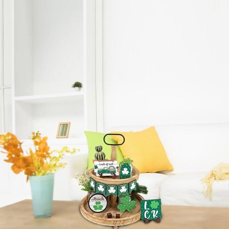 Patricks Day Decorations,Patricks Tiered Tray Decor,Irish Wood Signs,Rustics Shamrocks Items,Patrick’s Day Decor Set
