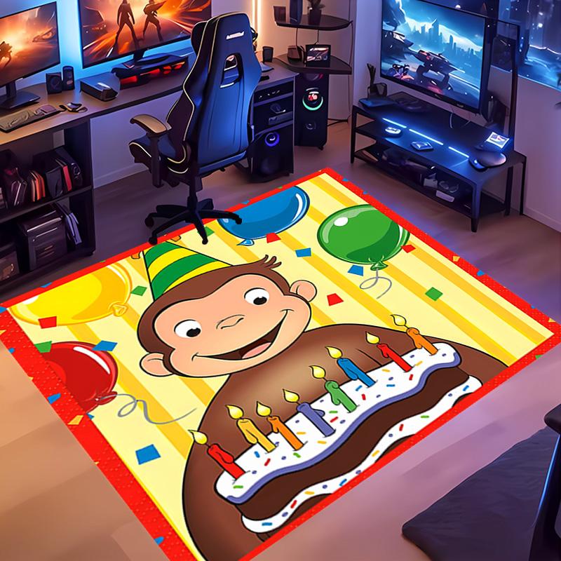 1pc Curious George Entrance Mat, Non-Slip Mat Area Rug,Room Decor, Outdoor Decor, Kitchen Rug,Doormat - Machine Washable, Easy to Clean