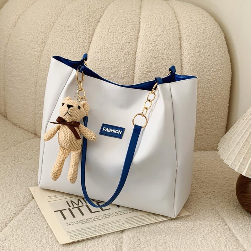 

Chic Blue And Brown Pu Tote Bag For Women With Minimalist Style And Unique Design Without Pendant синий
