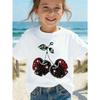 Summer Fruit Cherry Bow Print Kids T-Shirt Polyester Casual Girls Short Sleeve Shirts Casual Sports Fashion Children's Clothes Tees