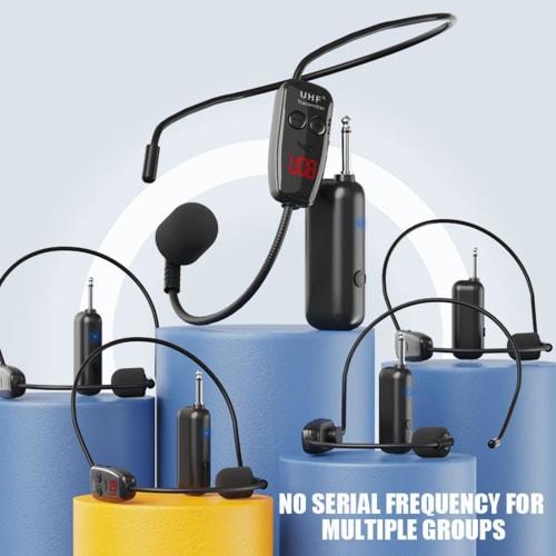 Fitness Headset Microphone, DC3.5V-5.5V Head-Worn & Handheld Wireless Head Microphone, 50M -88dBM Rechargeable Wireless Head Microphone for Audio Ampl