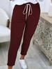 2025 Women's Solid Color Tie-Waist Cuffed Long Pants - Versatile European & American Style
