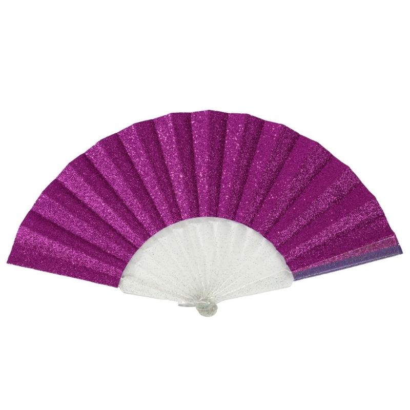 Glittering Hand Fan With Sparkling Transparent Ribs Plastic Decorative Craft Folding Fan For Parties Home Decors Gift