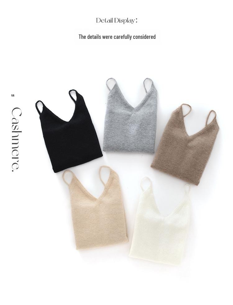100% Pure Cashmere Deep V-Neck Camisole for Women - Soft, Sexy, and Warm Knit Vest