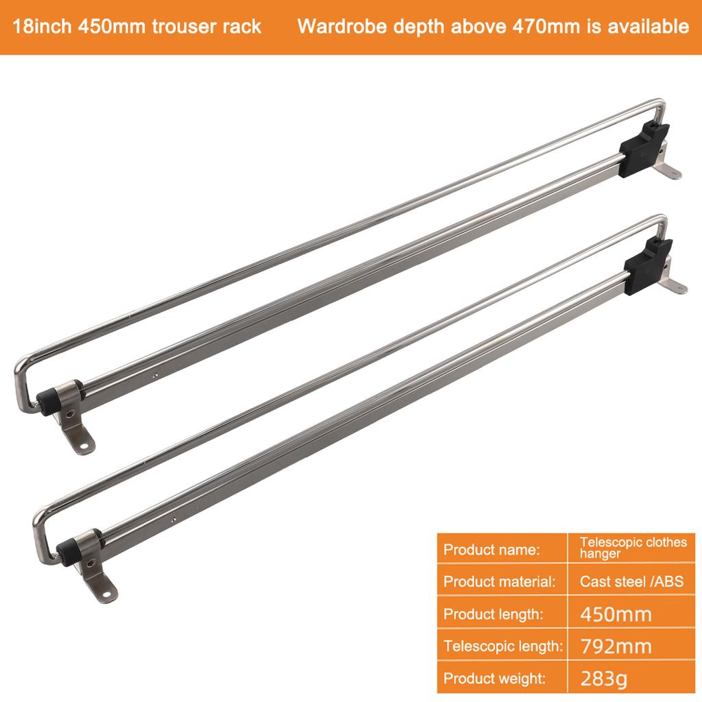 250mm Retractable Hanger Wardrobe Support Adjustable Length Compact Storage Easy Installation Sturdy Iron Material