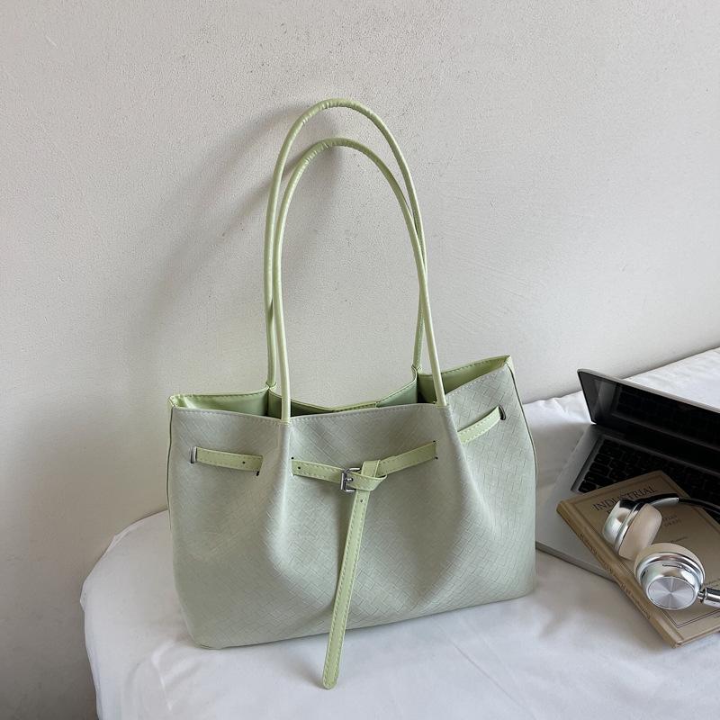 

Вместительная персональная сумка-тоут однотонного цвета, универсальная, для поездок на работу, женская, высококачественная текстура, нишевый дизайн, модная сумка через плечо зелёный