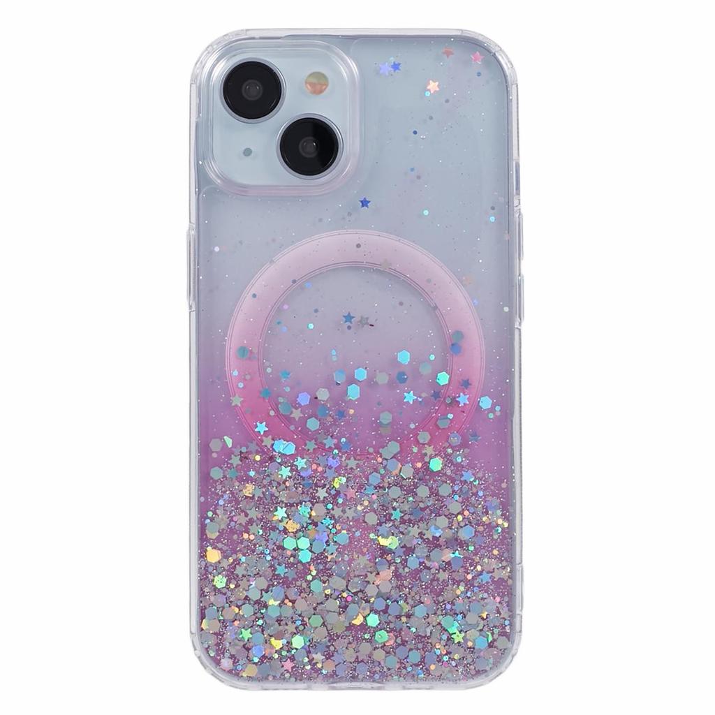 JTW Series for iPhone 13 Case Gradient Glitter Acrylic+TPU Magnetic Phone Cover