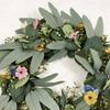 42cm Spring Eucalyptus Wreath with Rabbit Ears for All Season Door Wall Mantel Decoration Green Plastic Silk Material