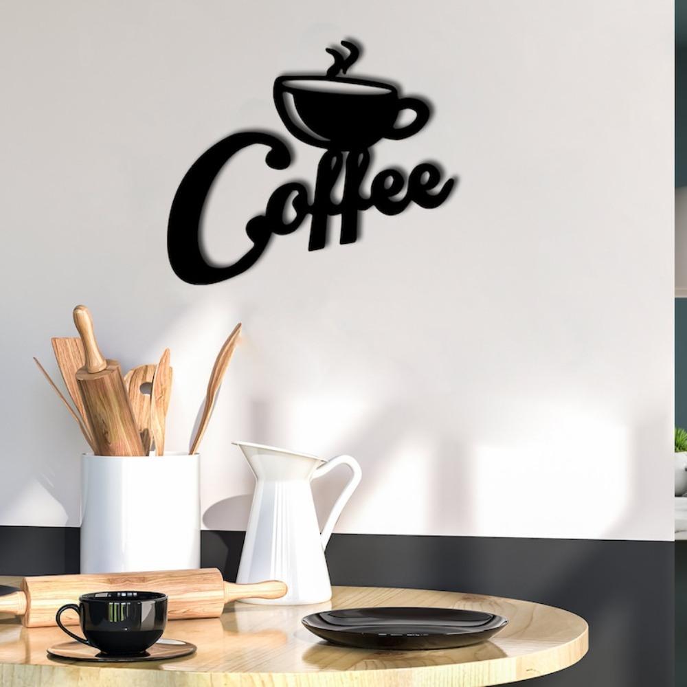 Metal Wall Art Home Decor Coffee Line Artwork Living Room Kitchen Office Gift