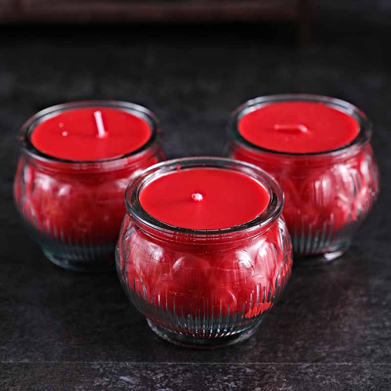 24-Hour Round Lotus Ghee Lamp for Indoor Buddha Offering