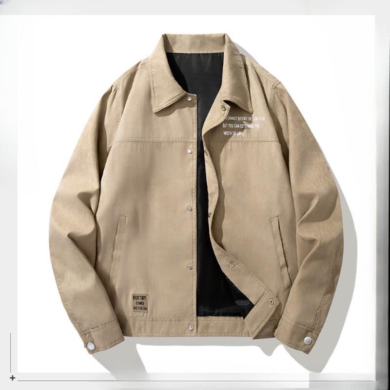 

Замшевая мужская куртка весна осень зима корейская версия модная красивая имитация денима M хаки