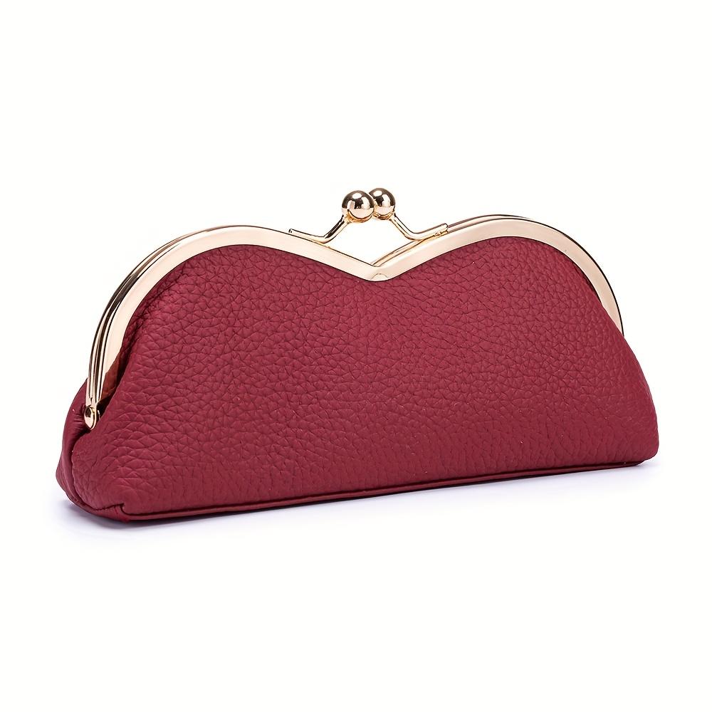 

New Genuine Leather Creative Glasses Case, Unique Portable Fashion Glasses Pouch with Clasp, Women s Eyebrow Pencil Holder червоний